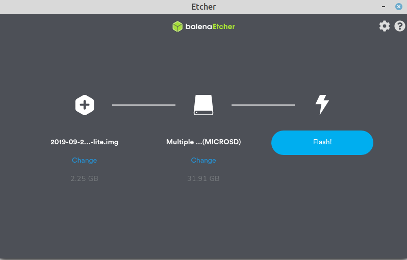 Install Raspbian Buster Lite with Etcher — this will be our weather station on the Raspberry Pi