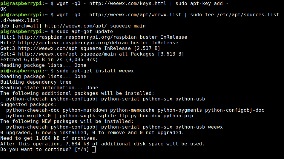 Install the weather station WeeWX on the Raspberry Pi