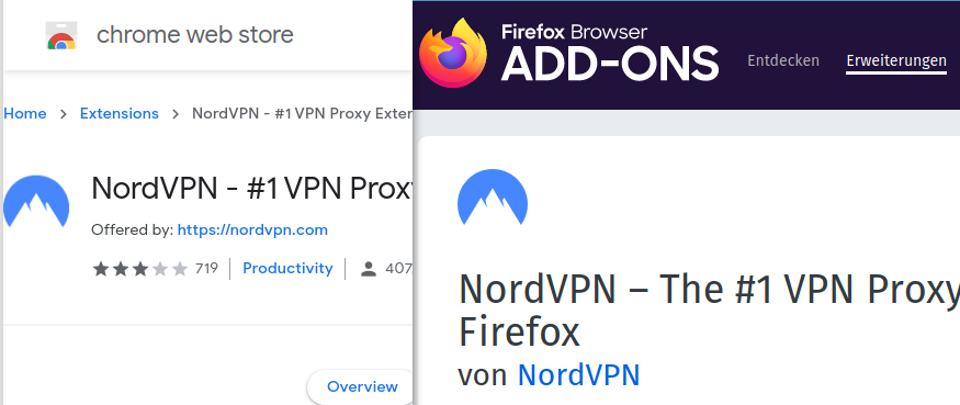 NordVPN extensions for Firefox and Chrome / Brave / Vivaldi / Chromium