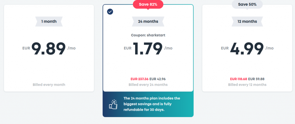 Only €1,79 per month!