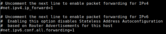 Remove the comment to activate IP Forwarding