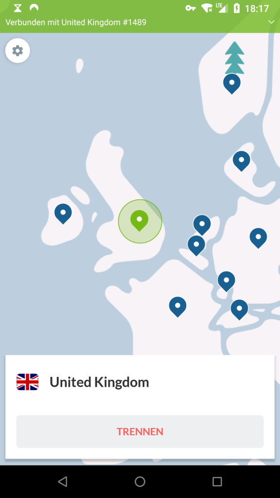 NordVPN for Android — all you have to do is tap on the country you want to connect to