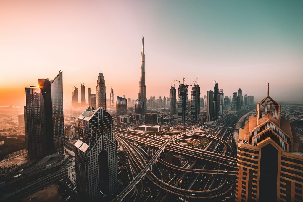 The skyline in Dubai. 