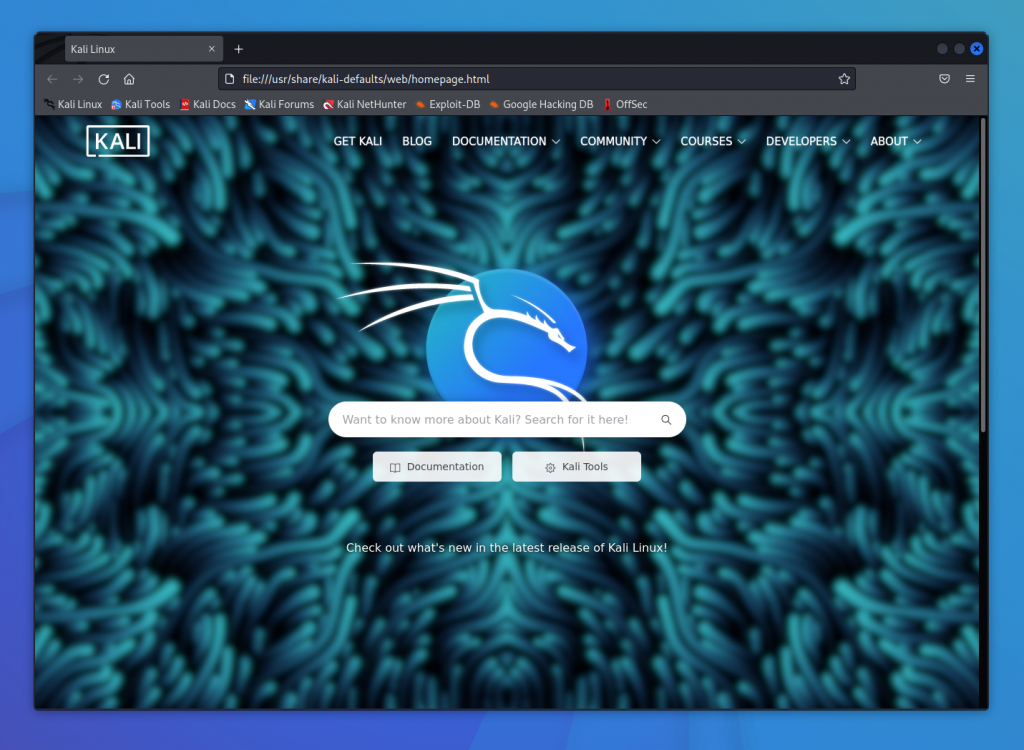 Kali Linux desktop