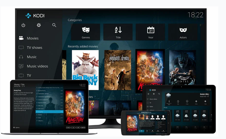 Kodi apps on different devices